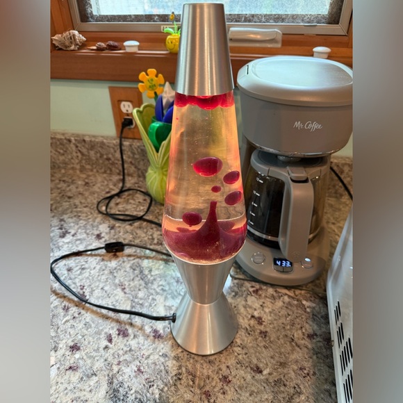 Silver and Red Lava Lamp Lava Motion Brand - Picture 1 of 13